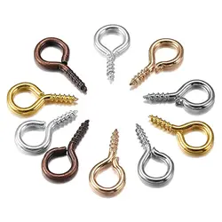 200pcs/lot Small Tiny Mini Eye Pins Pins Hooks Eyelets Screw Threaded Gold Clasps Hooks Jewelry Findings For Making DIY 9x4mm