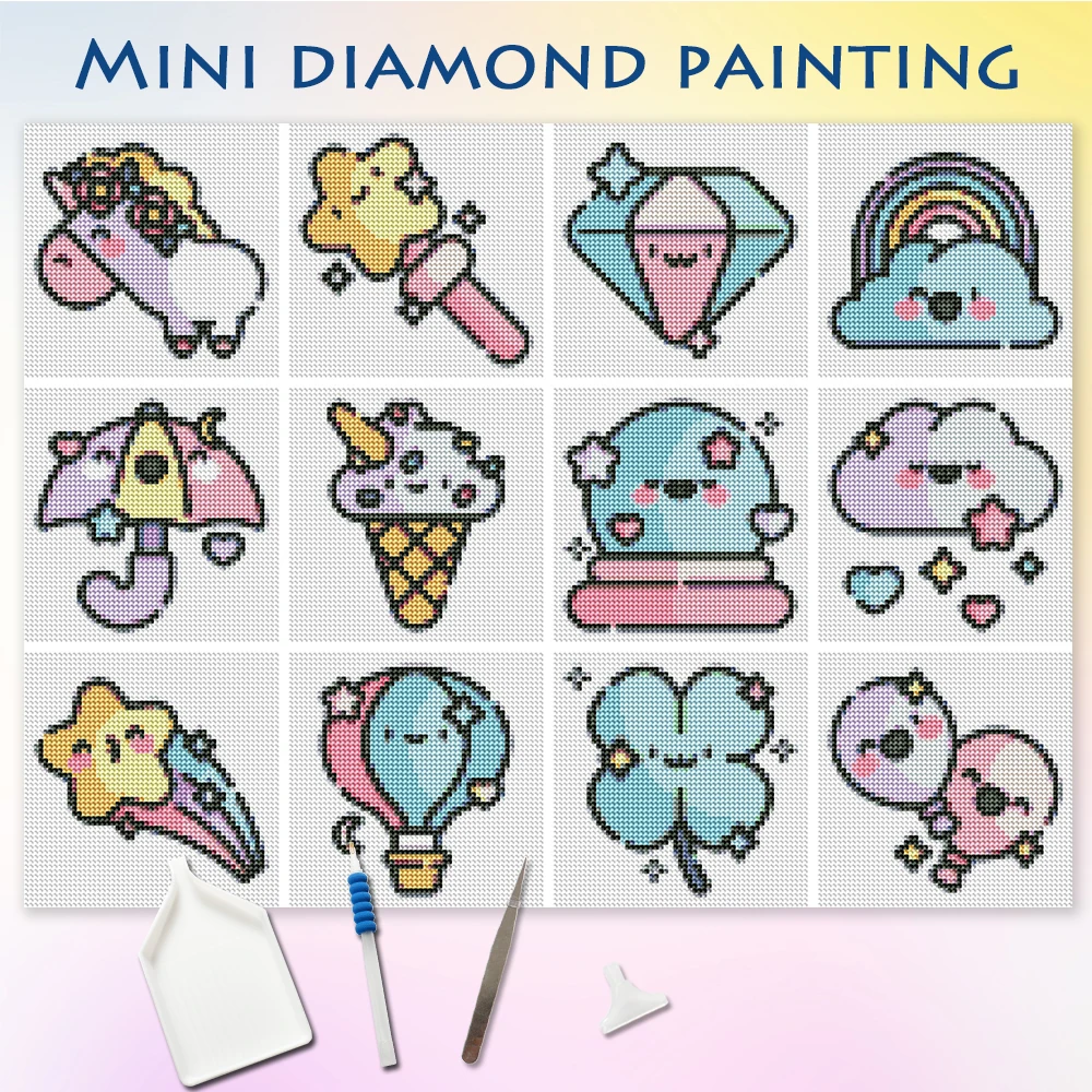 

Evershine 12 шт. DIY мини Алмазная мозаика воздушный шар пейзаж мороженое полная круглая алмазная живопись звезда зонтик подарок ребенку