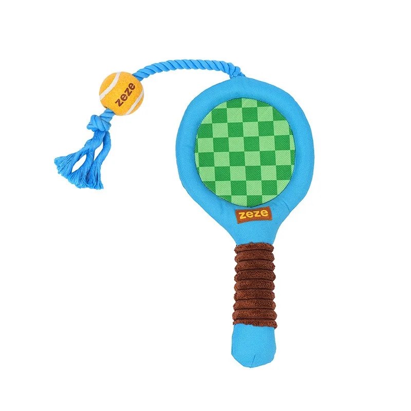 Tennis Racket Dog Chew Toy with Rope and Squeaker Durable Molar Bite Resistant Interactive Pet Toy Small Dogs Puppy Teething Fun