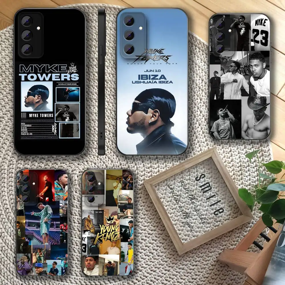 حافظة هاتف M-Myke T-Towers 2025 لهاتف سامسونج S 25,24,23,22,30,21,10,9,Ultra,Plus,Lite,FE,4,5G حافظة سوداء ناعمة