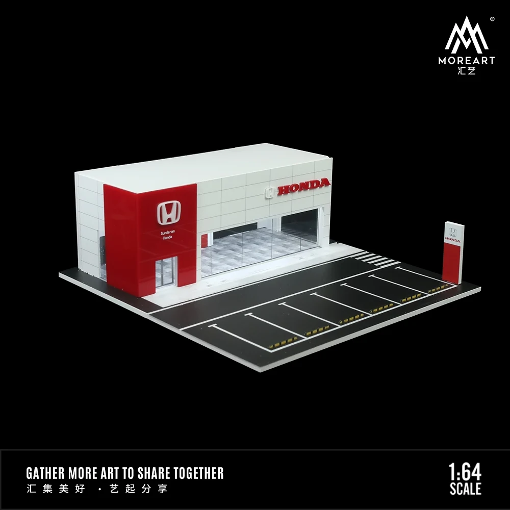 MoreArt&timemicro 1:64 Honda 4S Shop car showroom light version assembly display scene -in stock