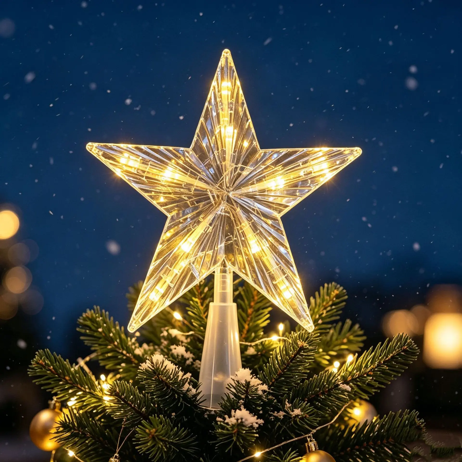 Lighted Christmas Tree Topper Star Illuminated Decoration Star Tree Top Ornament for Holiday Tree Decor Festive Lighting Indoor