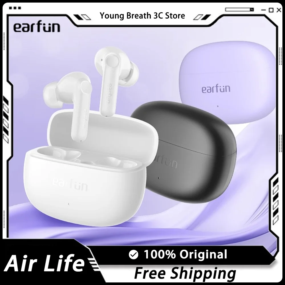 

EarFun Air Life Earphones Wireless Bluetooth Active Noise Reduction headphone High Sound Quality IPX5 Long Range Custom headset