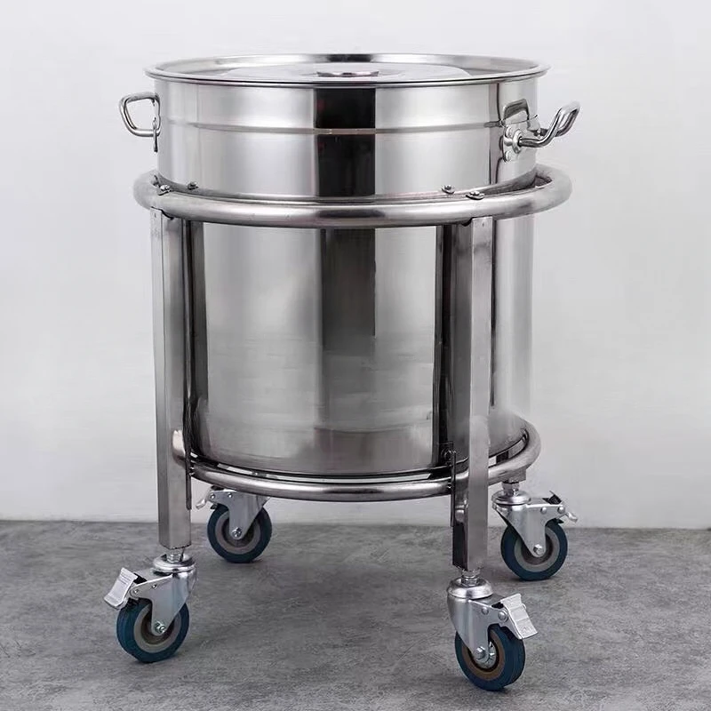 

Thickened stainless steel soup bucket rack, soup pot, boiling bucket with pulley bracket, commercial insulated bucket trolley