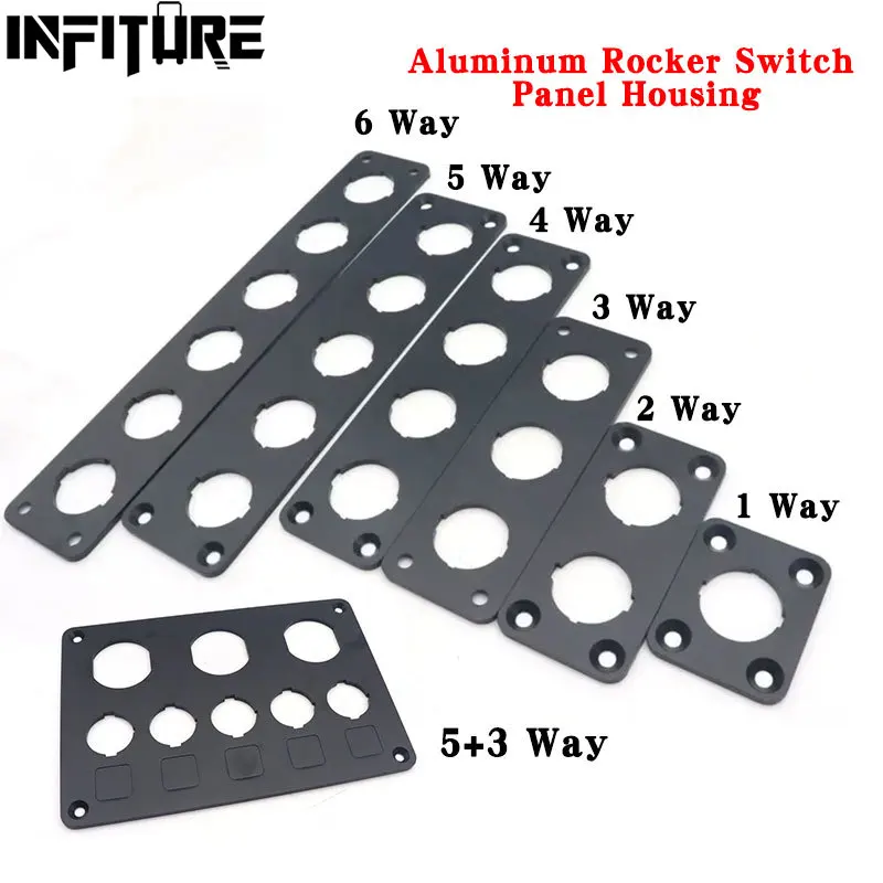 1/2/3/4/5/6 Way/ 5+3 Way Aluminum Alloy Car Boat Toggle Switch Panel Housing Holder for Marine ATV RZR RV Truck Caravan