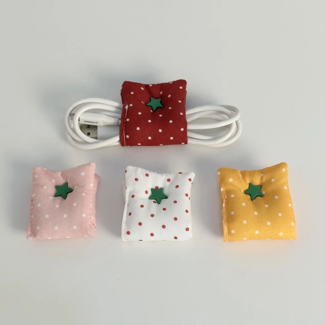 Cute Cable Organizer Red Tomato/Star Design Cable Winding Holder for Earphones Chargers Portable Daily Use for Women and Girls