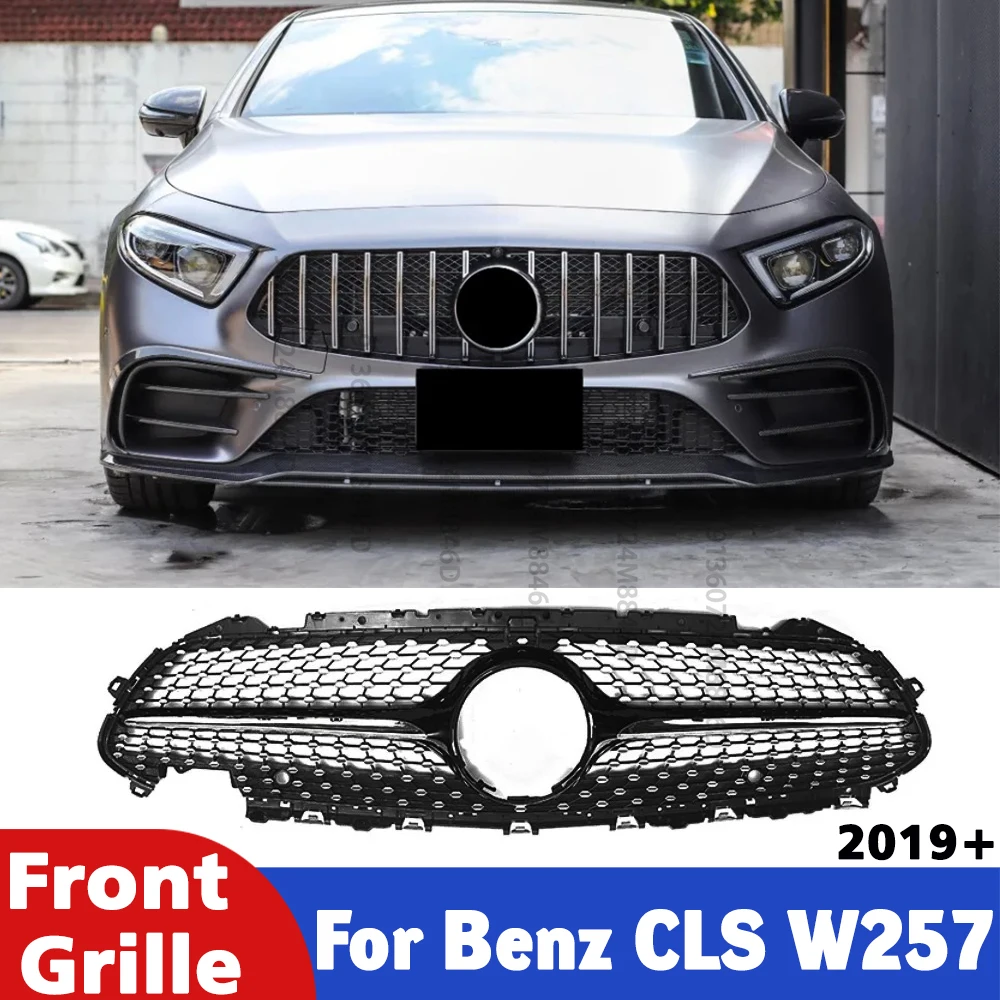 

For Mercedes-Benz CLS Class C257 2019-2022 Gloss Black Front Grille Cover Replacement for CLS450 CLS530 AMG Style