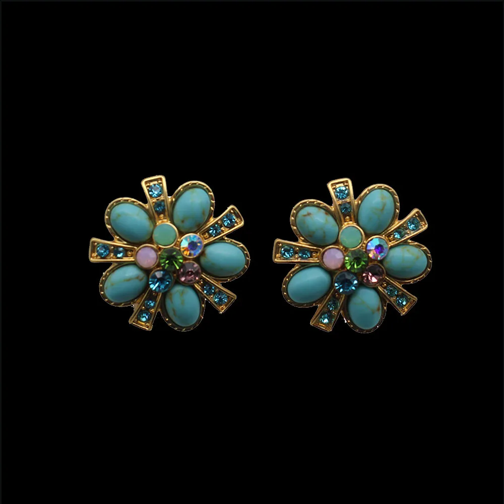 Turquoise Turquoise Stud Earrings 925 Silver Posts Protein Gem Flower Earring 24K Gold Plated Jewelry Accessories Birthday Gifts for Women - Aliexpress Deal