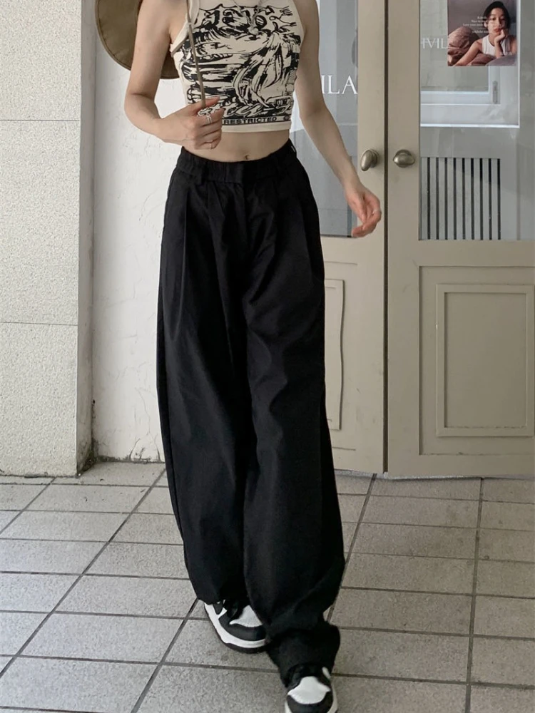 Y2K Lazy Sle Casual Pants Women's New High Waist Casual Wide Leg Pants Korean Fashion Slimming Loose Jogging Trousers Streetwear