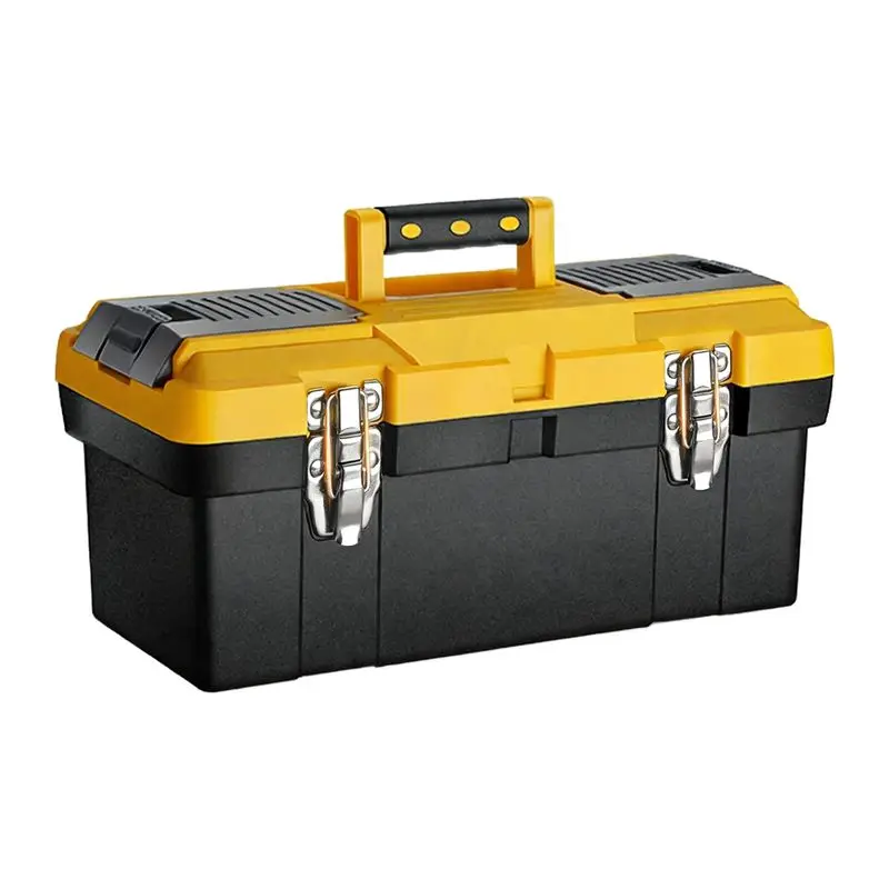 Plastic Toolbox with Removable Tray and Stainless Steel Double Lock for True Durability