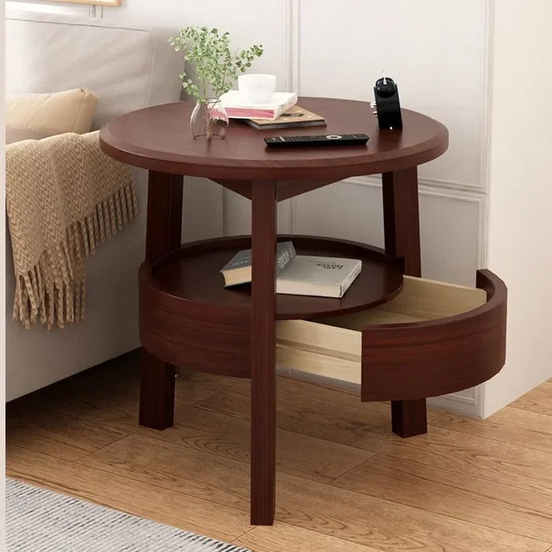 Modern Nordic Solid Wood Small Round Coffee Table Simple Bedside Corner Table for Living Room Bedroom Sofa Small Apartment