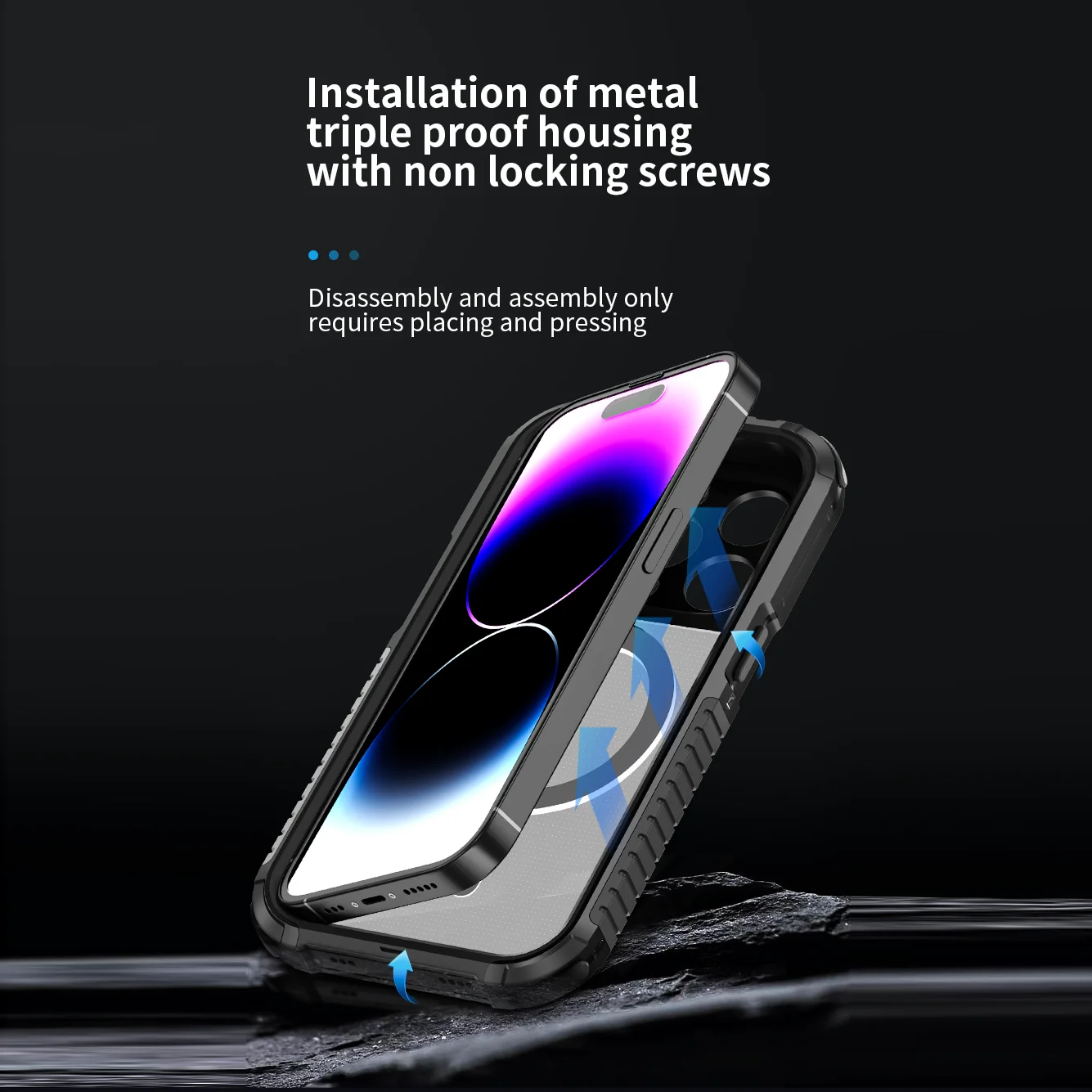 Metal Armor Magnetic Back Cover For IPhone 14Pro 14Pro Max 15Pro 15Pro Max Protection Shockproof Wireless Anti-fall Phone Cases