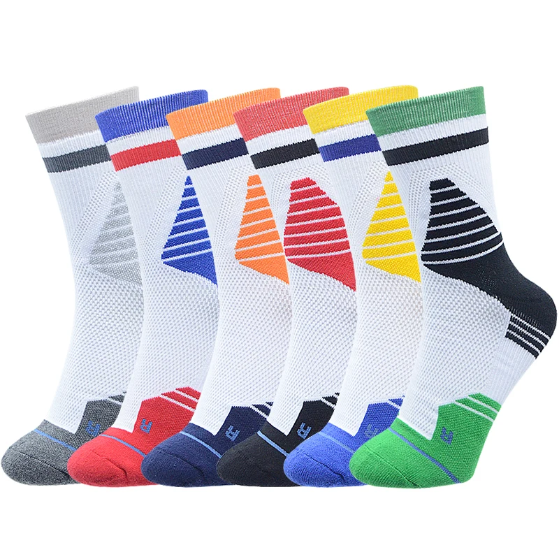 Professional basketball sports socks pure cotton sweat-absorbing men\'s mid-tube non-slip thickened towel bottom elite style