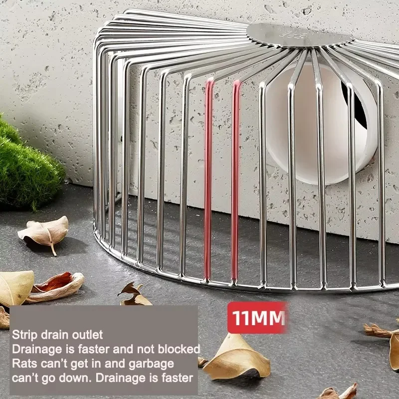 Stainless Steel Wall Side Drain Cover Drainage Grille Filter Screen Anti Mouse Leaf Blocking Rooftop Balcony Floor Drain Cover - view 3