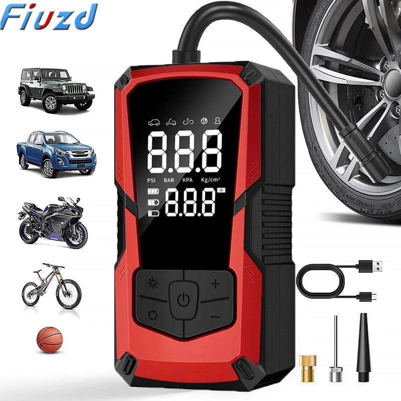 Car Tire Inflator Portable Air Compressor 150PSI Digital Air Pump AC220/110V DC12V With LED Light for Car Motorcycle Bicycle
