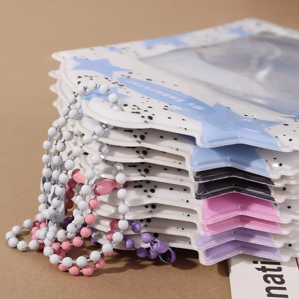 1/4Pcs 3inch Kpop Photo Card Holder Colored Toploaders Seelve with Keychain Anti-scratch Idol Photocard Protective Storage Shell