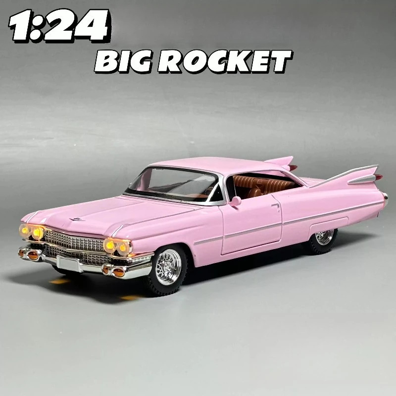 1:24 Big Rocket Eldorado Retro Car Model Simulation With Sound Light Alloy Metal Car Model Toy Collection Gift