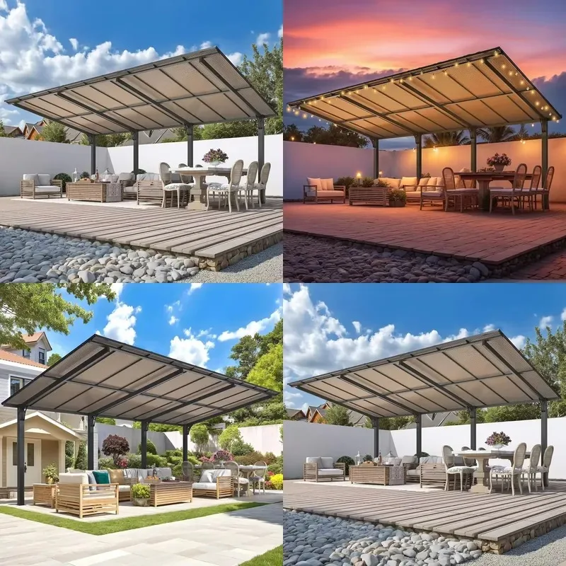 Custom Electric Aluminum Pergola Carport with Waterproof Polycarbonate Roof for Outdoor Garden Courtyard Villa Parking Lot