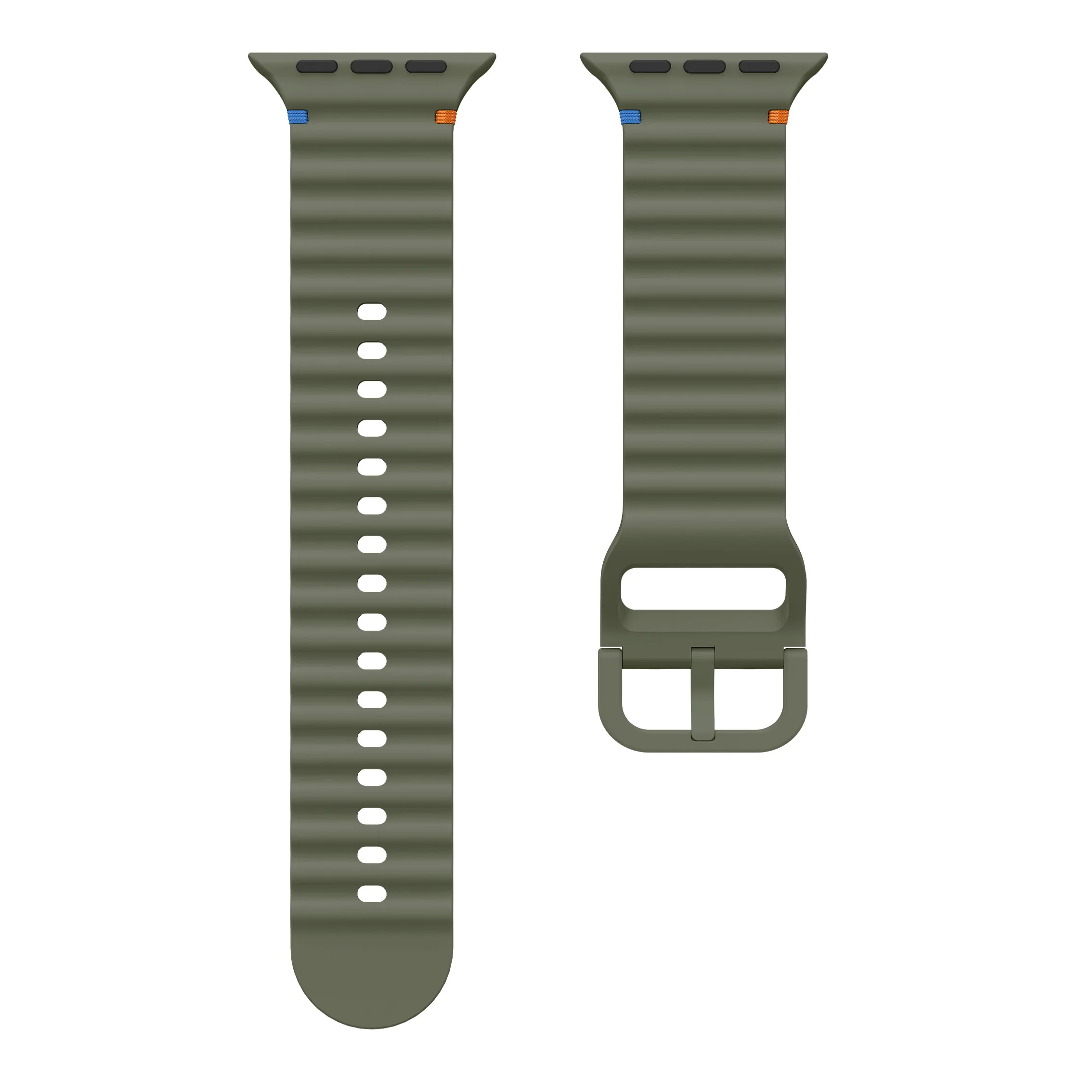 Wellenförmig genähtes Silikonarmband für Apple Watch 12 11 10 46mm 42mm Ultra 4/3/2 49mm Armband iWatch 9 8 SE 45mm 41mm 44mm Band – Detail 21