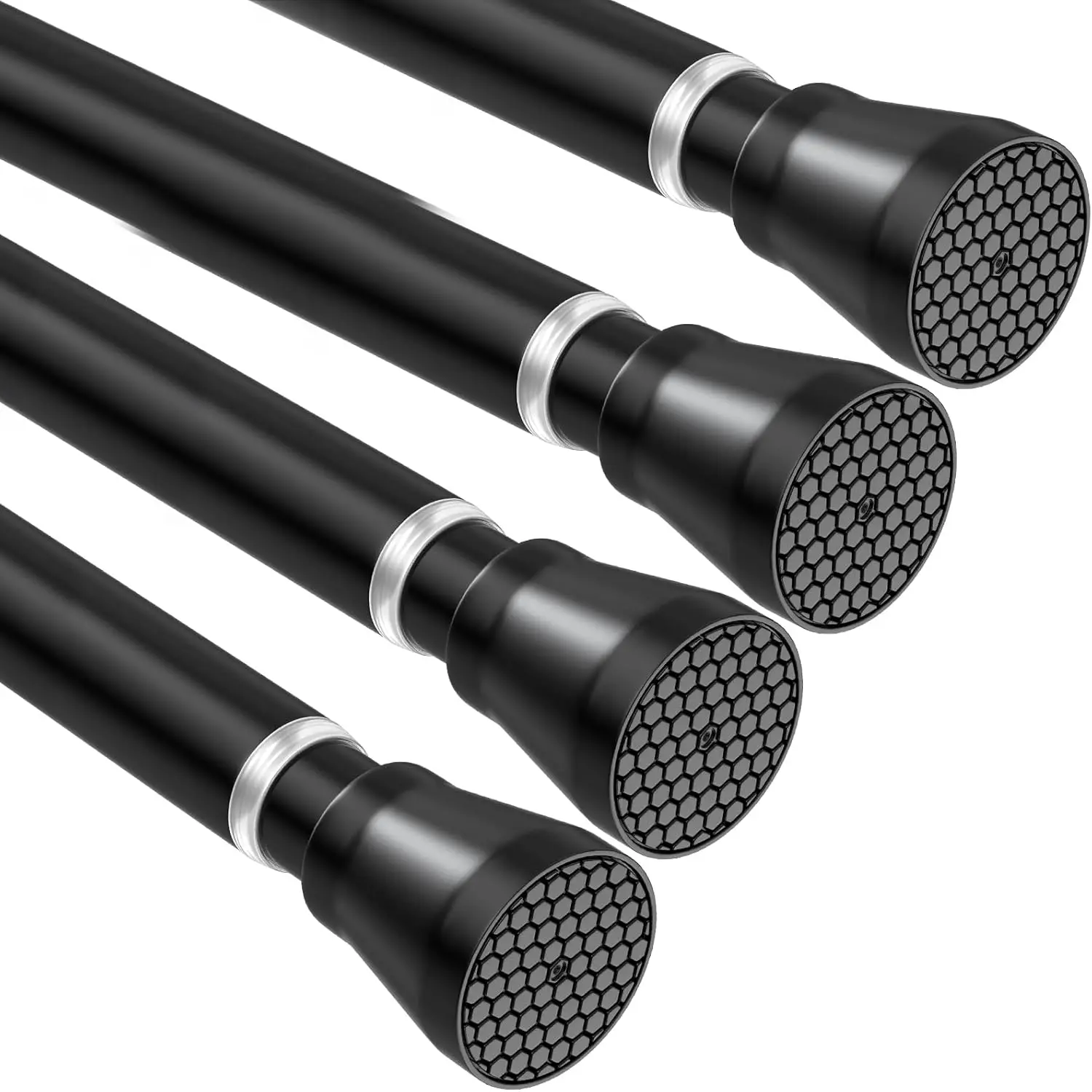 

4-Pack Black Tension Rods for Windows 28-48 Inch, No Drill Shower Curtain Rod for Bathroom & Kitchen