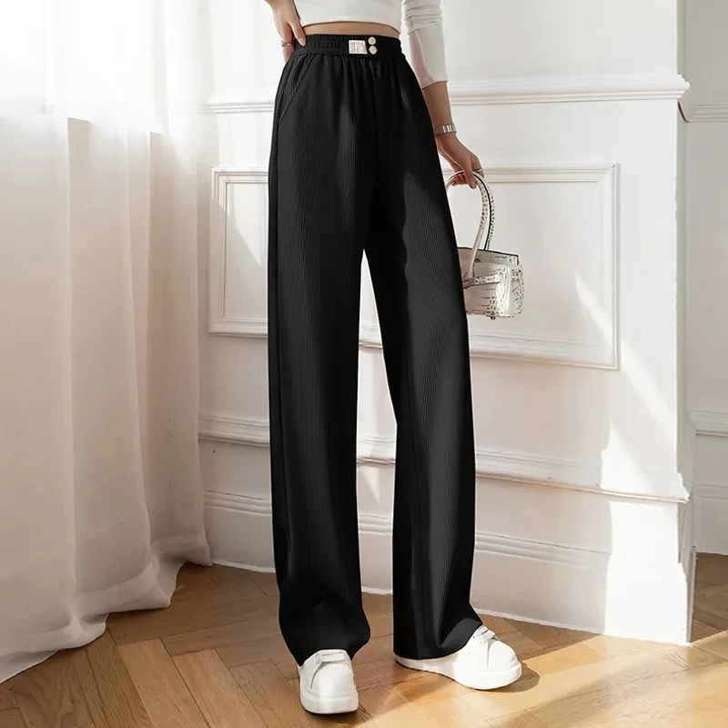 Pantalon Slim décontracté pour femme, tenue de nettoyage, taille haute, grande taille, jambes larges, nouvelle mode printemps été 2022