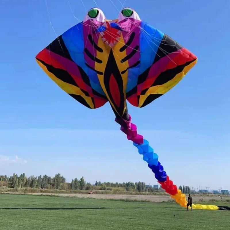 Show Kite15m Ray Fish Kite Flying 30D Ripstop Nylon Tecido Linha, Pingente de Lavanderia, Grande Inflável Macio, Não Incluir LED