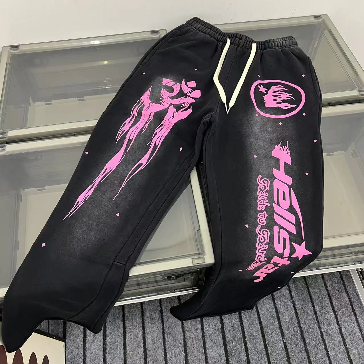 

Trendy Men's Loose Straight Leg Casual Pants Hell Star Print Long Trousers Sweatpants Autumn Winter New Arrival Streetwear