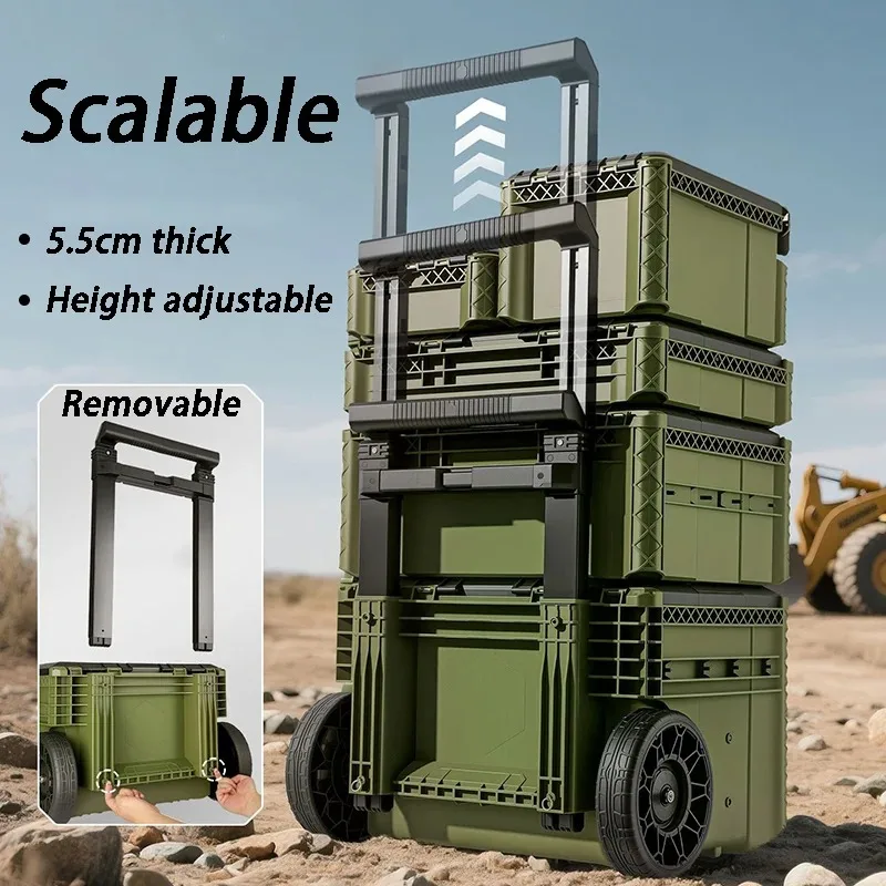 Combination Toolbox Set Pull Rod Electric Tool Storage Box Large Capacity Hardware Repair Tool Organizer Stacking Boxes