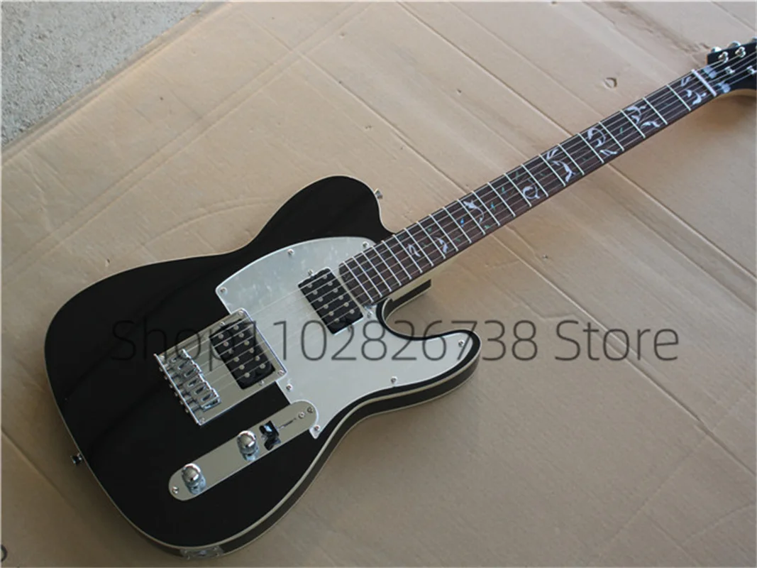 

Classic Black Electric Guitar Te Guitar HH Pickups The Tree of Life Inlay Mirror Guard Fixed Bridge Factory Custom