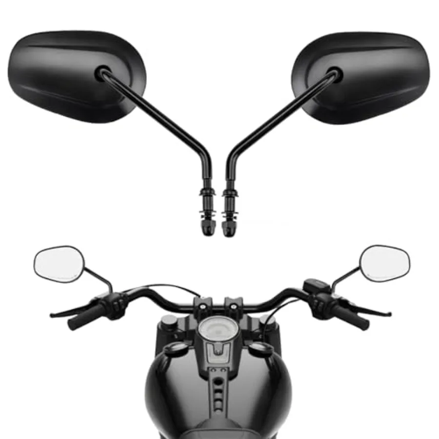 

Motorcycle Mirrors M8 Rear View Side Handlebar Mirrors with 360 Degree Adjustment Black Long Stem Design for Enhanced Visibilit