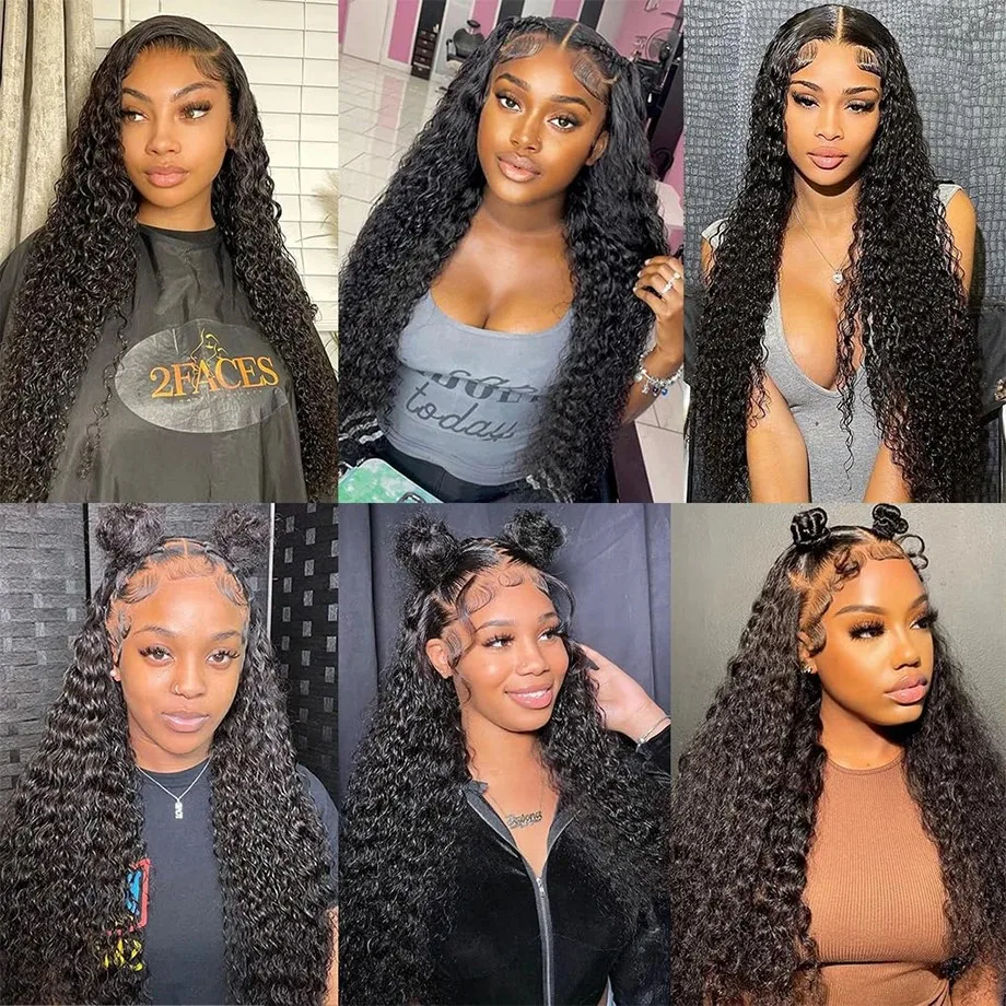 Kinky Curly 13x4 Lace Front Human Hair Wigs For Women Brazilian Deep Curly Lace Frontal Wig Wet And Wavy 200% Density For Women image 5