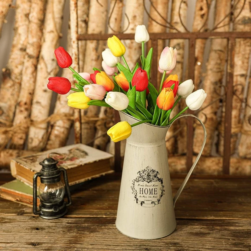 

10PCS Artificial Flowers Real Touch Tulip Scrapbook Vase Home Room Decor Wedding Garden Rose Arch Garland Mother's Day Bouquets