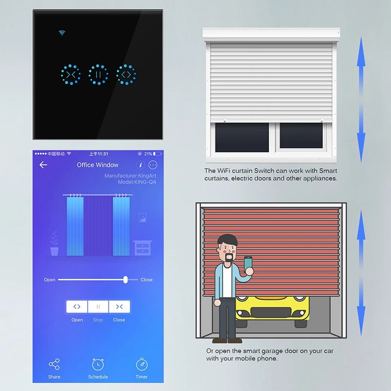 App Wifi-Persschakelaar Rolluik Schakelaar Jaloezieën Gordijnschakelaar Alexa