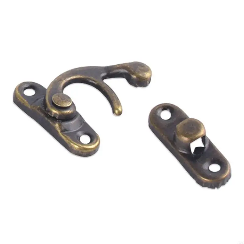 Braccio oscillante a destra U75C Gancio per chiusura per scatola legno 1,14 × 1,30 pollici Hasp tono bronzo antico per