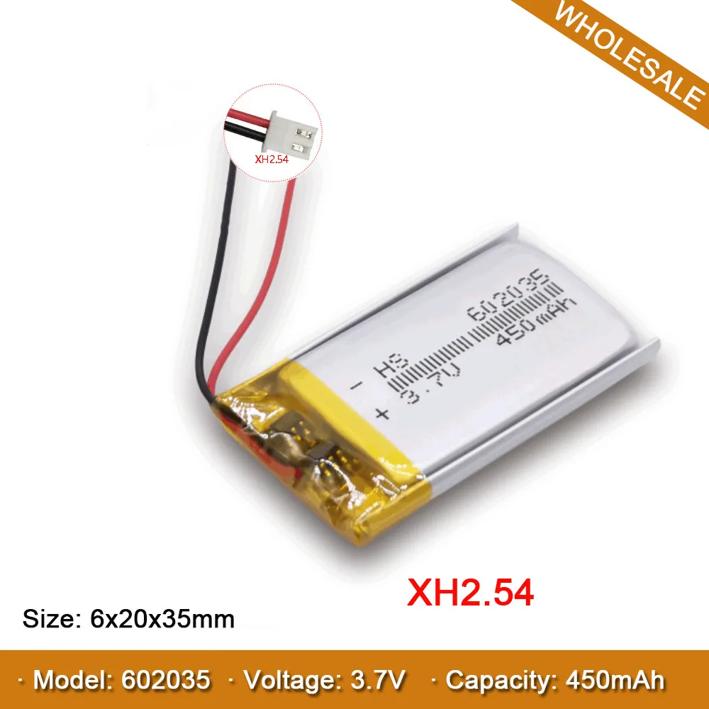 450mAh 3.7V XH2.54 FOR Lipo Battery Rechargeable Battery Beauty Instrument 602035