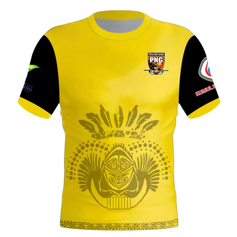 2025 PNG Kumuls Papua New Guinea Rugby Men's T-Shirts-Home and Away/Training/Indigenous-2025 New PNG High Quality Men's T-Shirts