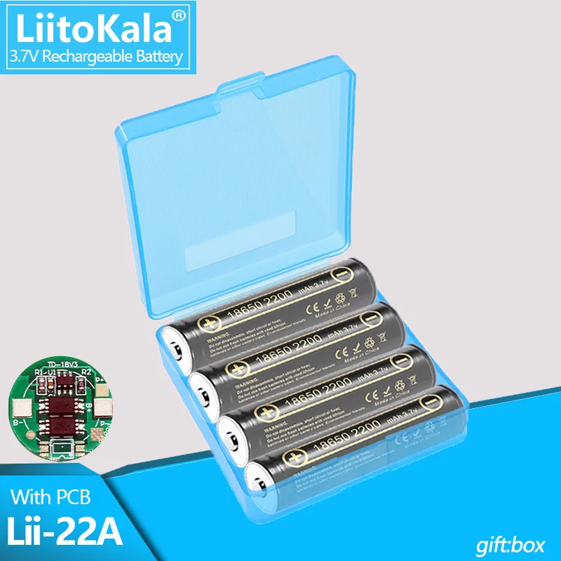 1-20PCS LiitoKala Lii-22A with PCB 3.7V 18650 2200mah Capacity Rechargeable Li-ion Battery for LED Flashlight Torch Battery