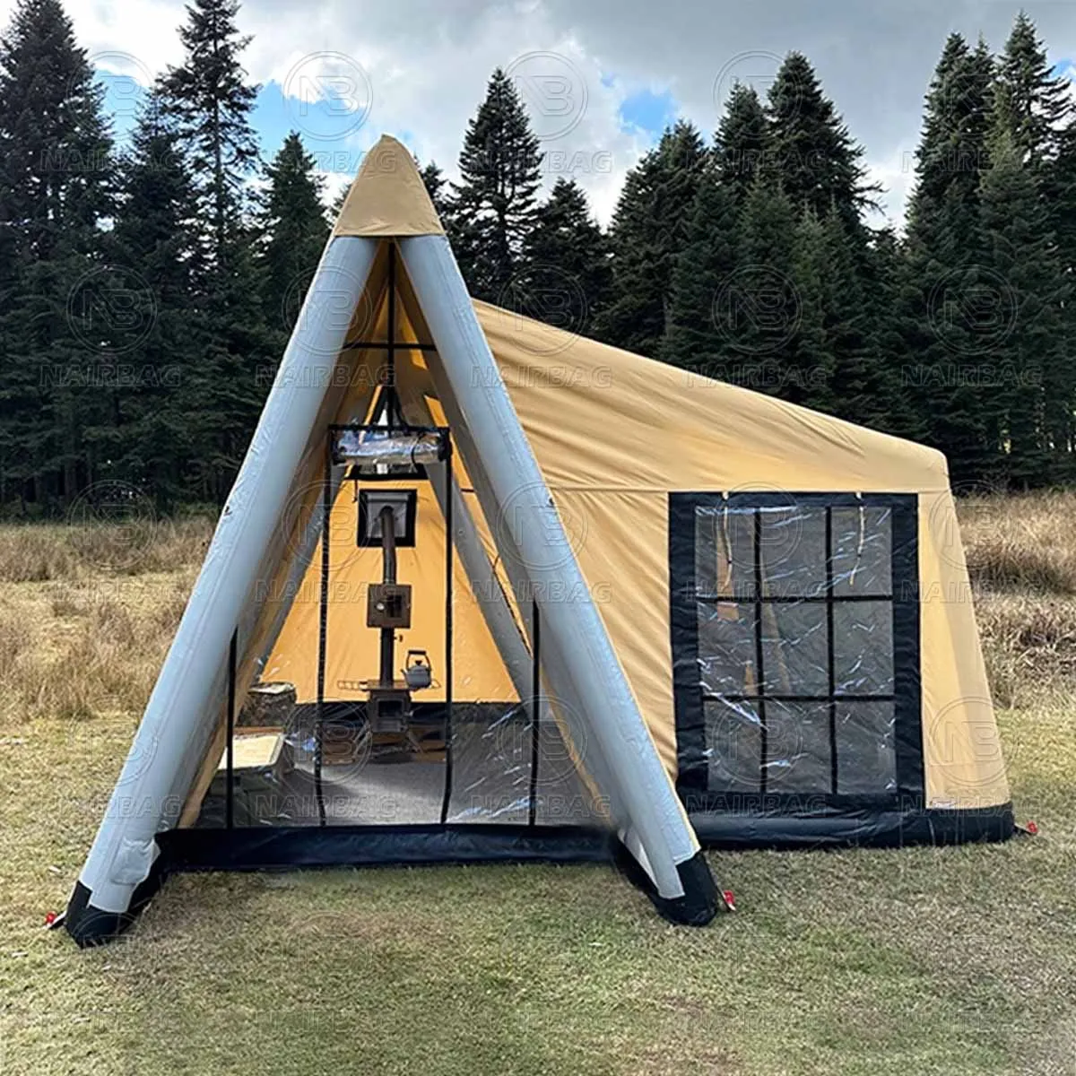 

Inflatable tent outdoor camping tent autumn and winter outdoor windproof rainproof pipe air tent