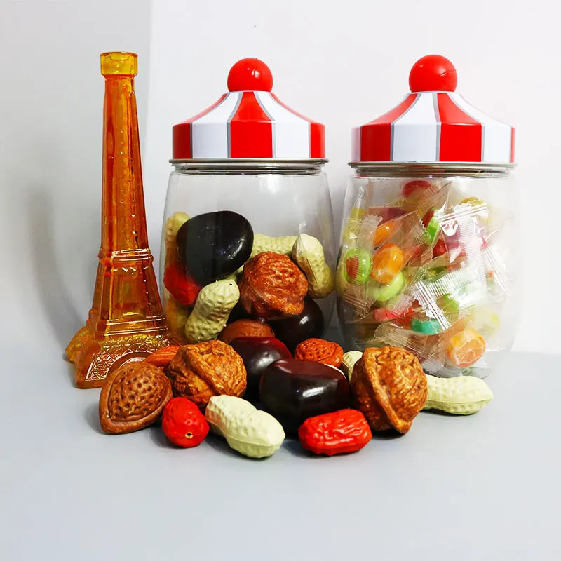 Festive Christmas Storage Jar in Transparent Red with Lid for Storing Nuts and Candies