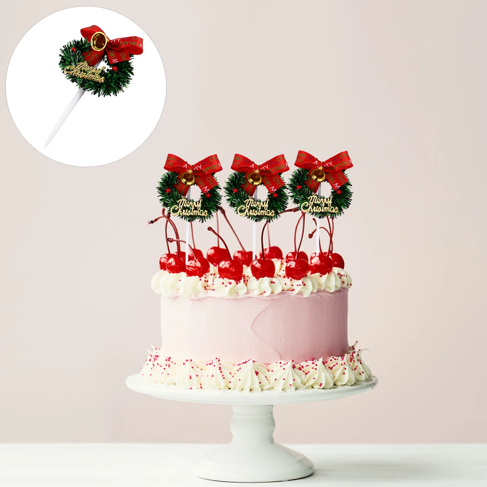 10 pezzi di ghirlande di Natale cake topper bowknot campana inserto forniture per decorare torte per feste di Natale cupcake muffin