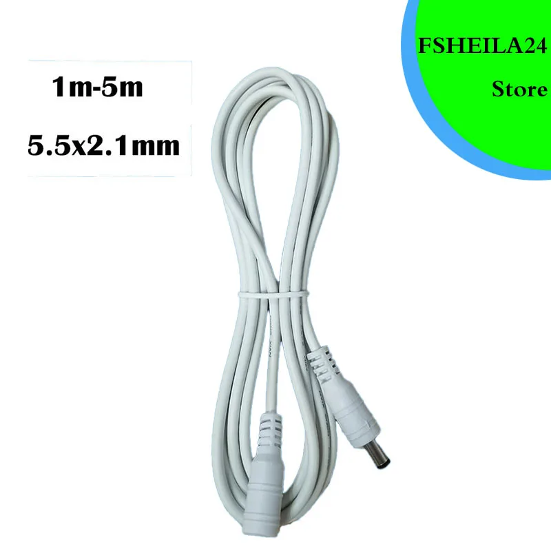 

1m 1.5m 3m 5m white DC male to female 5.5x2.1mm Power supply Cable extend 22awg 3A Cord Adapter Female to Male connector Plug S1