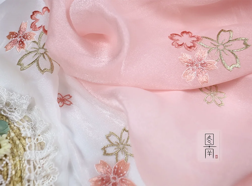 Designer Cloth Little Embroidered Hanfu Fabric Blossom Antique Chinese Traditional Han Clothing than Nail Pleated Skirt Fabric