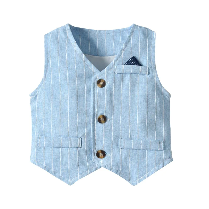 Boys Striped Suit Set for Wedding/Formal Party - Kids Vest, Shirt, Pants & Outerwear