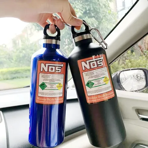 Imagen 1 del producto Botella de agua NOS, taza aislante para motocicletas y coches, 500ML, estilo de carreras inoxidable, accesorios de decoración interior de coche, taza termo nos
