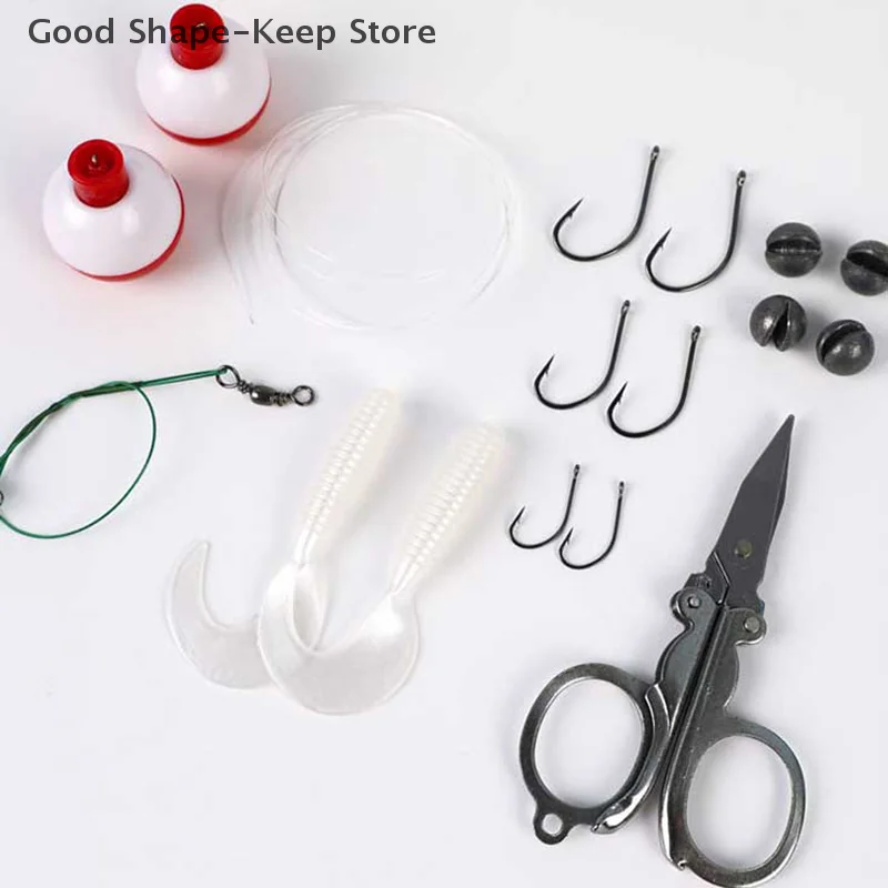 24Pcs Emergency Fishing Kit Portable Mini Tackle Box with Cutters Floats Sinkers for Bass Kayak Fishing Tackle view 3