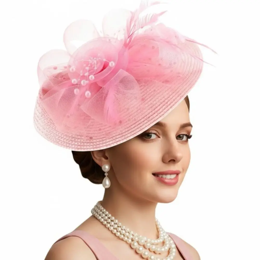 

Hair Hoop Exquisite Mesh Feather Headband Sweet Elegant 1920s Hair Accessories Formal Hat Vintage Fascinator Hat Lady