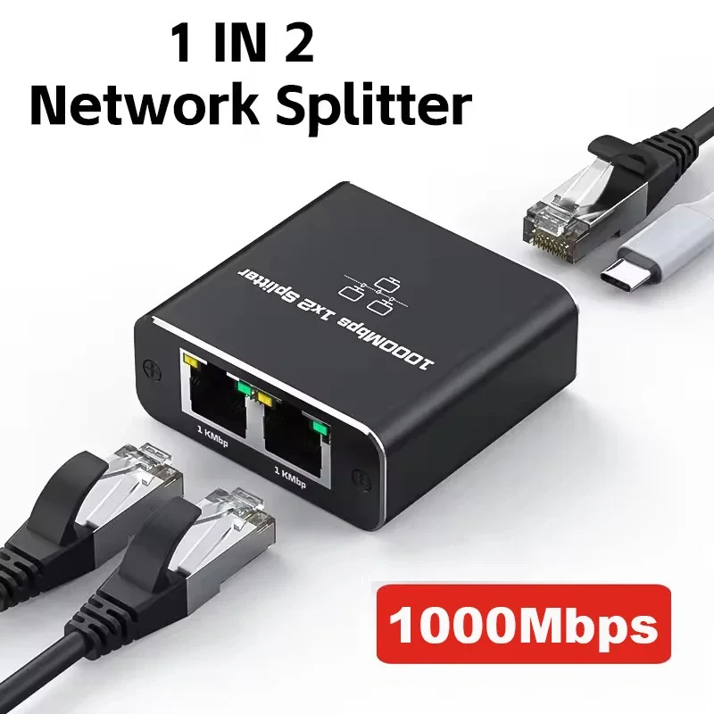 Gigabit 1000 Mbps RJ45 Splitter 1 tot 2 4 Ethernet Adapter Lan Connector Switch Koppeling voor PC Laptop TV Box Router Digitale TV