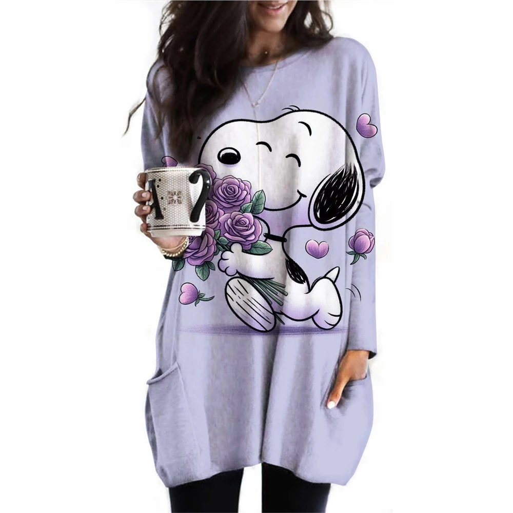 Snoopy Women\'s Long Sleeve T-shirt Autumn Casual Cute New Youth Women\'s Wear Y2k Kawaii 3D Printed High Quality