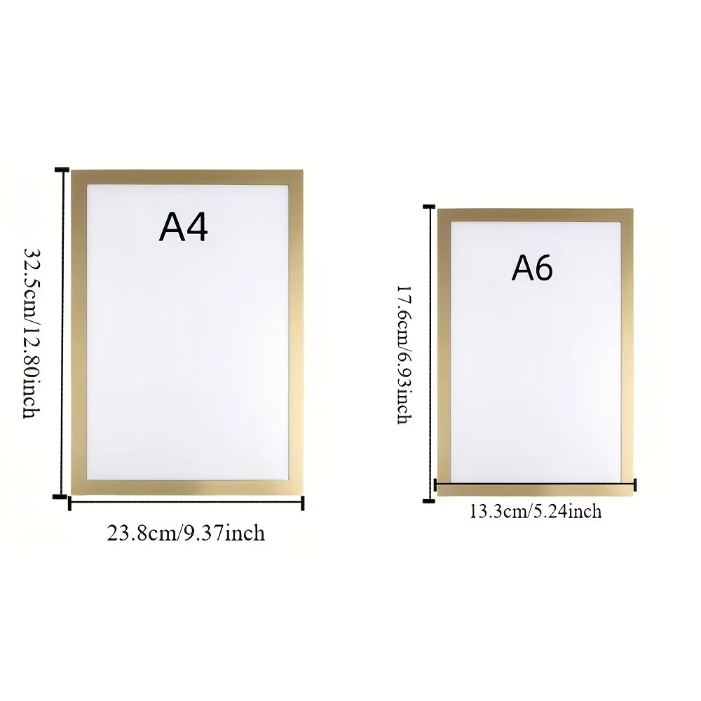 2-Piece A4 Magnetic Self-Adhesive Photo Frame - Photo File Display Frame, Photo Frame (No Screws Required/No Installation Needed