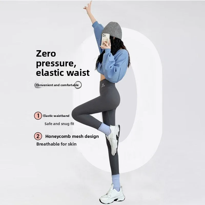 Damskie ocieplane spodnie do jogi z skóry karpiowej, obcisłe, sportowe, jako warstwa bazowa, ciepłe spodnie wierzchnie, plus size.